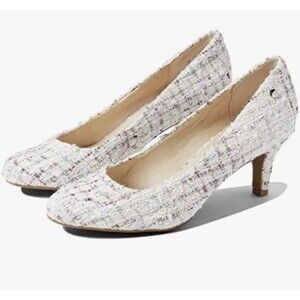 LifeStride Parigi White Tweed Classic Dress Pumps  Shoes Heels Size 11 M NEW